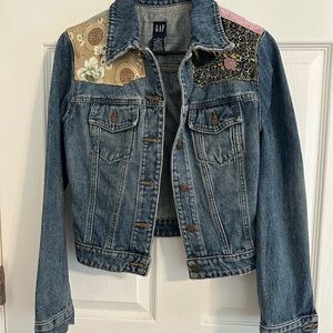 GAP Women's Denim Jacket with Colorful Patchwork